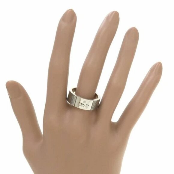GUCCI Logo Vintage Band Ring size US11 Silver 925 Auth #10271 - Picture 1 of 7